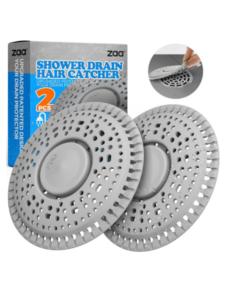 Receptor de Cabello para Drenaje de Ducha zaa, 2 Piezas, Gris