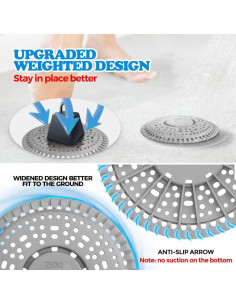 Receptor de Cabello para Drenaje de Ducha zaa, 2 Piezas, Gris 2