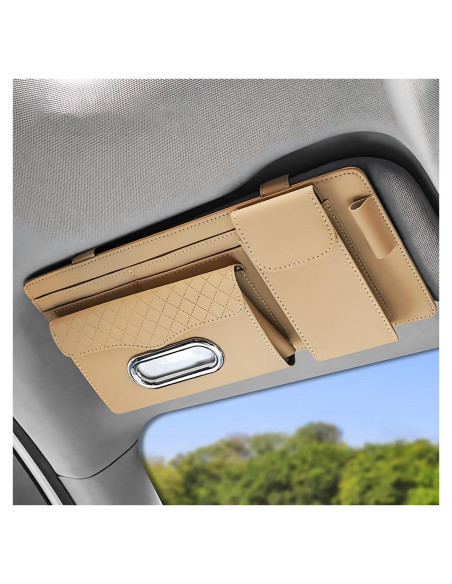 Organizador de Visera de Coche ZIMISI Cuero Napa 32x15.5cm Caqui
