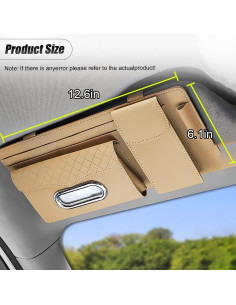 Organizador de Visera de Coche ZIMISI Cuero Napa 32x15.5cm Caqui 2