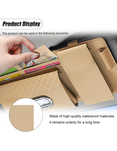 Organizador de Visera de Coche ZIMISI Cuero Napa 32x15.5cm Caqui