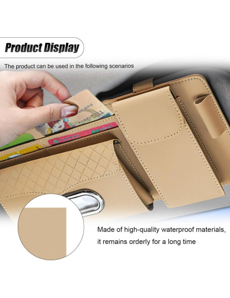 Organizador de Visera de Coche ZIMISI Cuero Napa 32x15.5cm Caqui