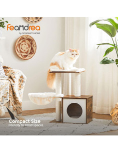 Árbol para Gatos FEANDREA Marrón Rústico 44x28x61 cm 2