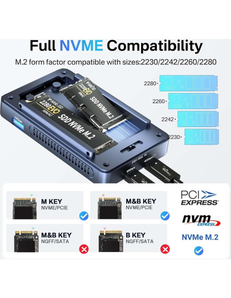 Caja SSD NVMe M.2 ACASIS TBU405 Pro Max 40Gbps con Ventilador