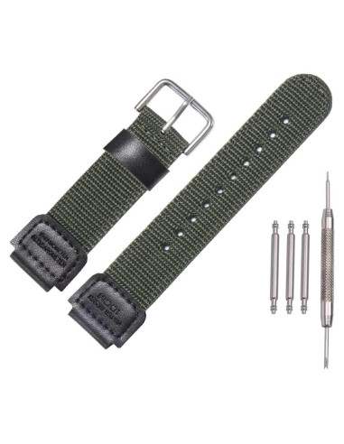 Correa de nylon verde ejército 18mm para reloj Casio AE1200WH
