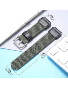 Correa de nylon verde ejército 18mm para reloj Casio AE1200WH 2