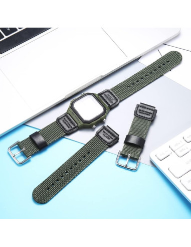 Correa de nylon verde ejército 18mm para reloj Casio AE1200WH