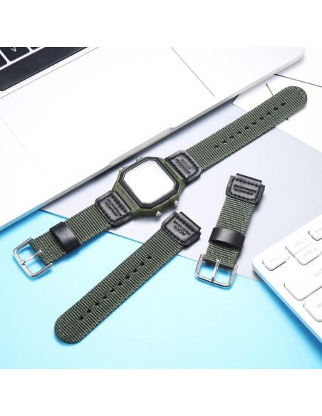 Correa de nylon verde ejército 18mm para reloj Casio AE1200WH