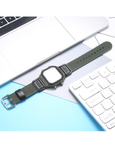 Correa de nylon verde ejército 18mm para reloj Casio AE1200WH