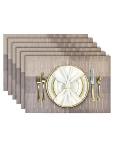 Juego de 6 Manteles Individuales Aofmee Dorado PVC 30x45 cm