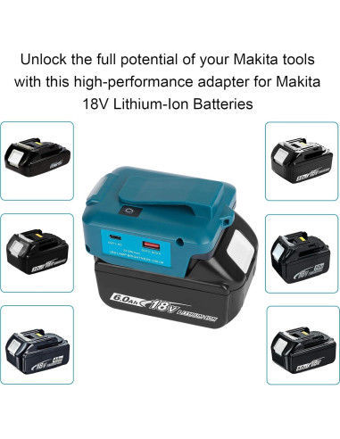 Adaptador de Batería USB ADP05 Makita 18V con Luz LED