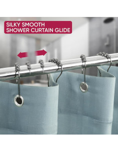 Ganchos de Cortina de Ducha KEMSHIRE Acero Inoxidable 12 Piezas 2