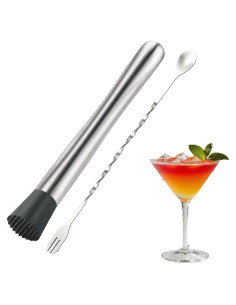 Juego de 2 Piezas Muddler y Cuchara Acero Inoxidable SZDGGZ