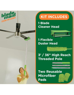 Limpiador de Ventiladores de Techo Blade Maid - Kit con Polo 0.91m 2