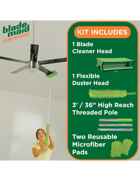 Limpiador de Ventiladores de Techo Blade Maid - Kit con Polo 0.91m