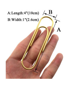 Clips de Papel HAHIYO Gigante Dorado 10.16 cm 14 Paquete 2