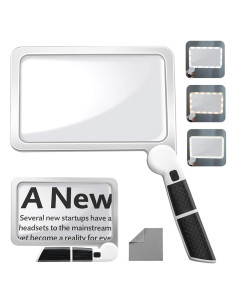 Lupa de lectura 5X SKGXMAGN con luz LED y mango plegable