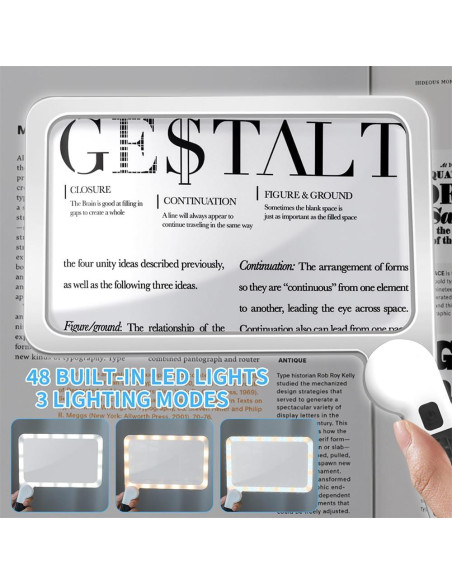 Lupa de lectura 5X SKGXMAGN con luz LED y mango plegable