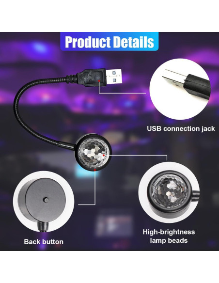 Proyector de Estrellas UHANBUT Luz Nocturna Multicolor USB