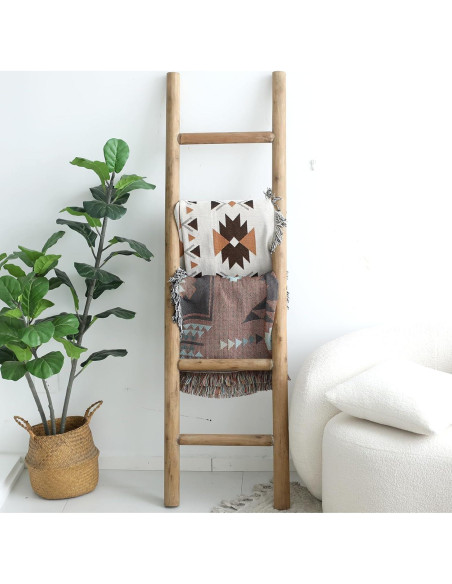 Escalera de Madera FUIN 145 cm Rústica para Mantas y Toallas