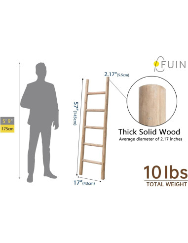Escalera de Madera FUIN 145 cm Rústica para Mantas y Toallas