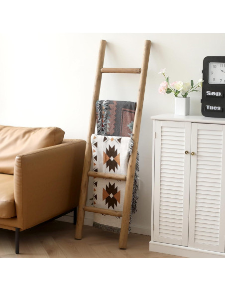 Escalera de Madera FUIN 145 cm Rústica para Mantas y Toallas
