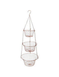 Cesta Colgante de Frutas 3 Niveles KH866 Cobre Hierro 81.28 cm