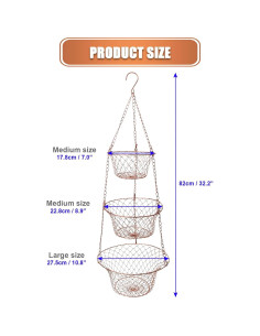 Cesta Colgante de Frutas 3 Niveles KH866 Cobre Hierro 81.28 cm 2