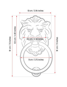 Tirador de puerta cabeza de león Qparts, latón negro 180 mm 2