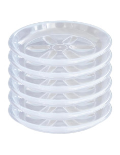 Paquete de 6 platos para plantas OVZILKI 22 cm transparentes