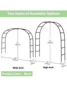 Arco de Jardín de Metal RUBFAC 139.7x238.8 cm Negro 2