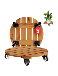 Carrito de Madera Redondo Idzo 2-Pack 30 cm Acacia 120 kg