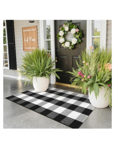 KIMODE Alfombra de Cuadros de Búfalo 61x130 cm para Exterior