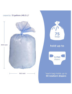 Bolsas Desechables Ubbi para Cubo de Pañales 75 Ct. 49.2 L 2