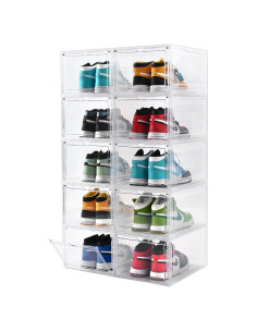 Cajas de Zapatos Apilables Beehomay Transparentes 10 Paquetes