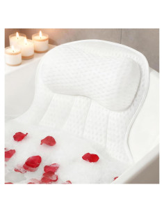 Almohada de Baño Ergonómica AmazeFan con Malla 4D - Blanco