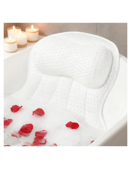 Almohada de Baño Ergonómica AmazeFan con Malla 4D - Blanco