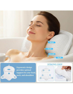 Almohada de Baño Ergonómica AmazeFan con Malla 4D - Blanco 2