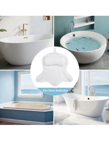 Almohada de Baño Ergonómica AmazeFan con Malla 4D - Blanco