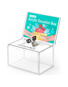 Caja de Donaciones Acrílica MaxGear con Cerradura 15.7x11.4cm