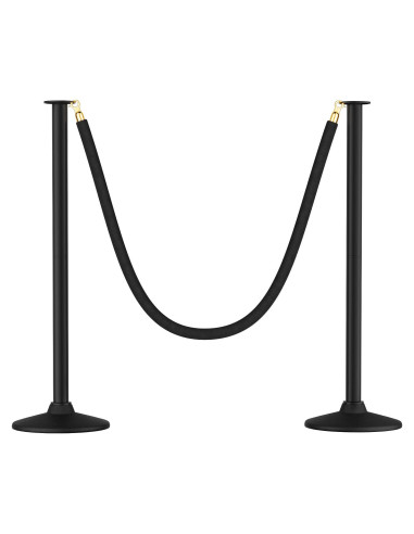 Poste de Estacionamiento RoadHero con Cuerdas de Terciopelo Negro - 2 PCS