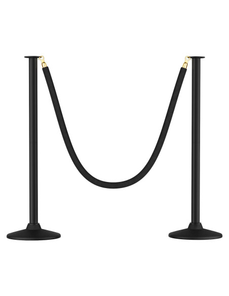 Poste de Estacionamiento RoadHero con Cuerdas de Terciopelo Negro - 2 PCS