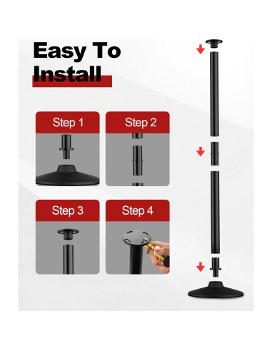 Poste de Estacionamiento RoadHero con Cuerdas de Terciopelo Negro - 2 PCS