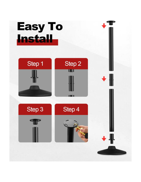 Poste de Estacionamiento RoadHero con Cuerdas de Terciopelo Negro - 2 PCS