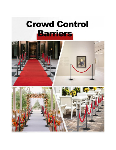 Poste de Estacionamiento RoadHero con Cuerdas de Terciopelo Negro - 2 PCS