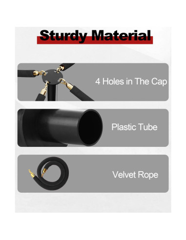 Poste de Estacionamiento RoadHero con Cuerdas de Terciopelo Negro - 2 PCS