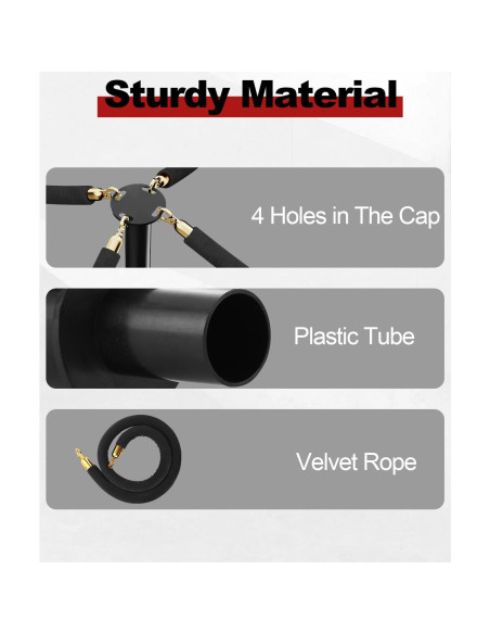 Poste de Estacionamiento RoadHero con Cuerdas de Terciopelo Negro - 2 PCS