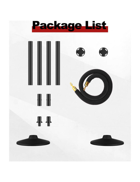 Poste de Estacionamiento RoadHero con Cuerdas de Terciopelo Negro - 2 PCS