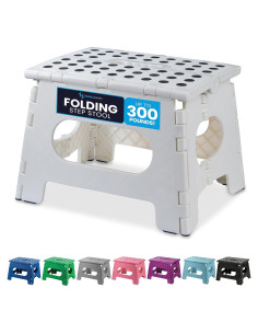 Taburete Plegable Blanco Handy Laundry - 22.86 cm - Resistente 136 kg