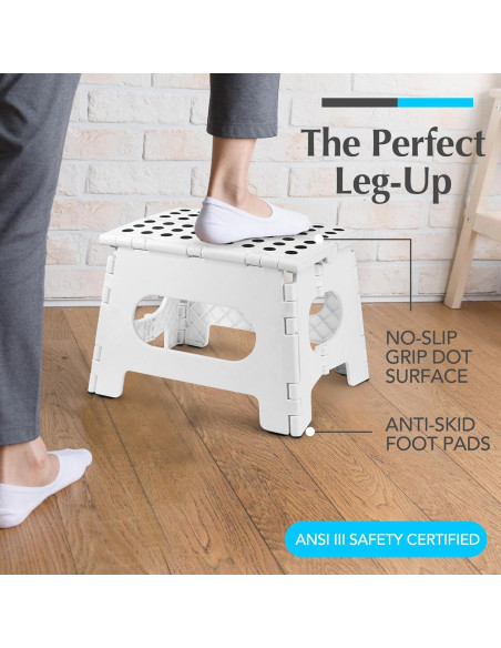 Taburete Plegable Blanco Handy Laundry - 22.86 cm - Resistente 136 kg